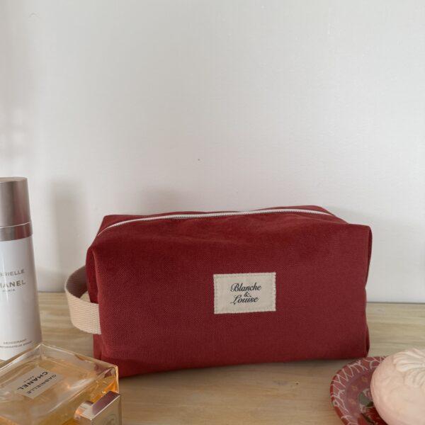 Trousse de toilette velours rouge