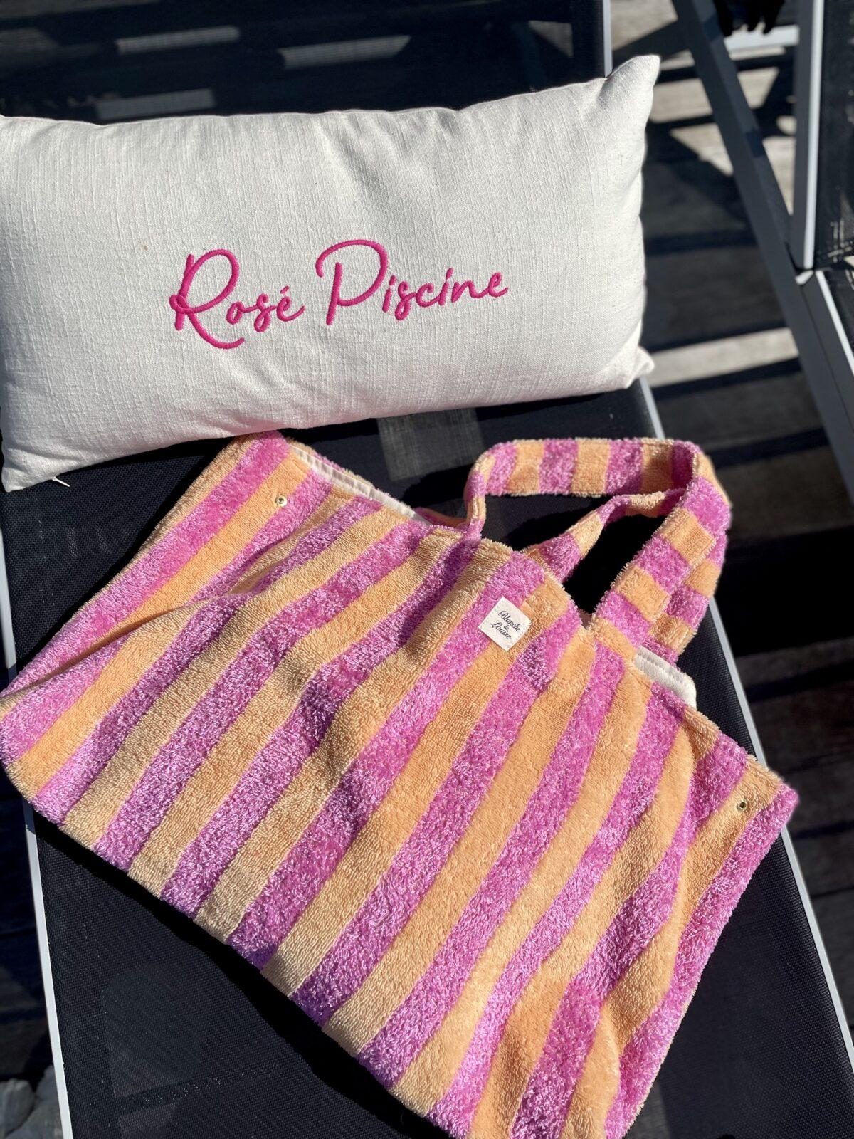Cabas de plage XXL éponge melon/rose – Image 4