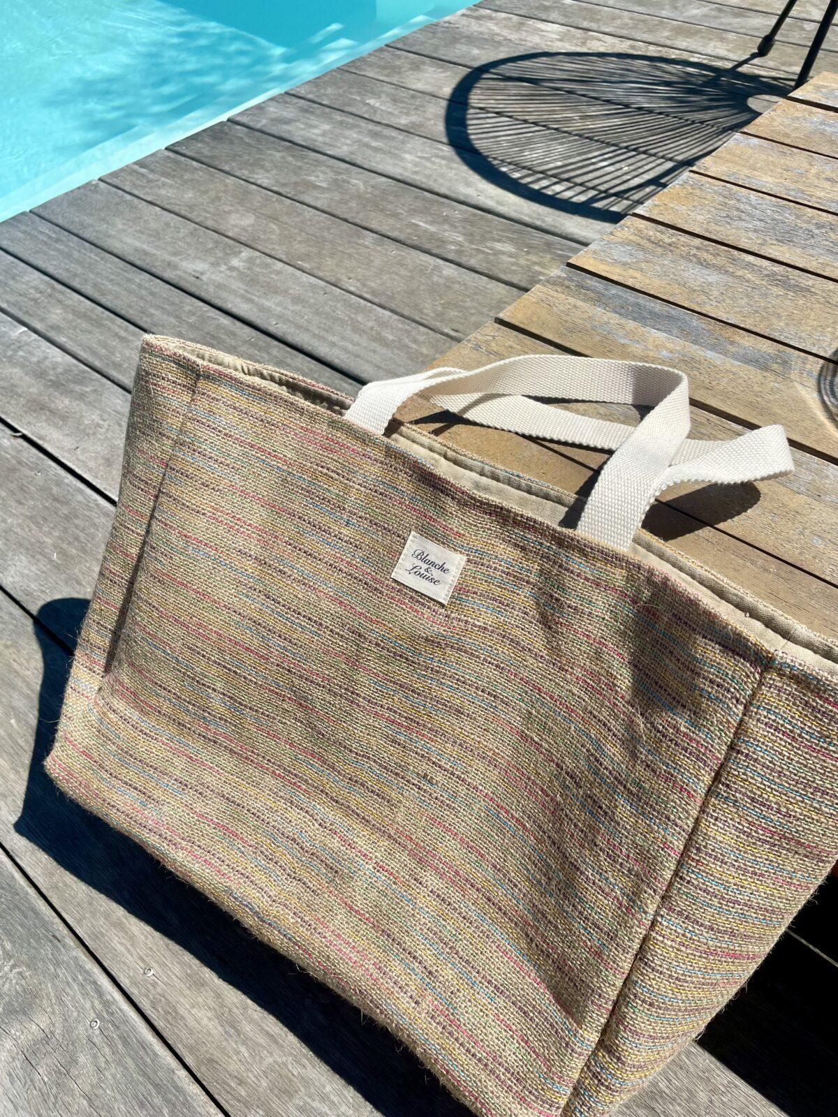 Cabas toile de jute rayée – Image 2