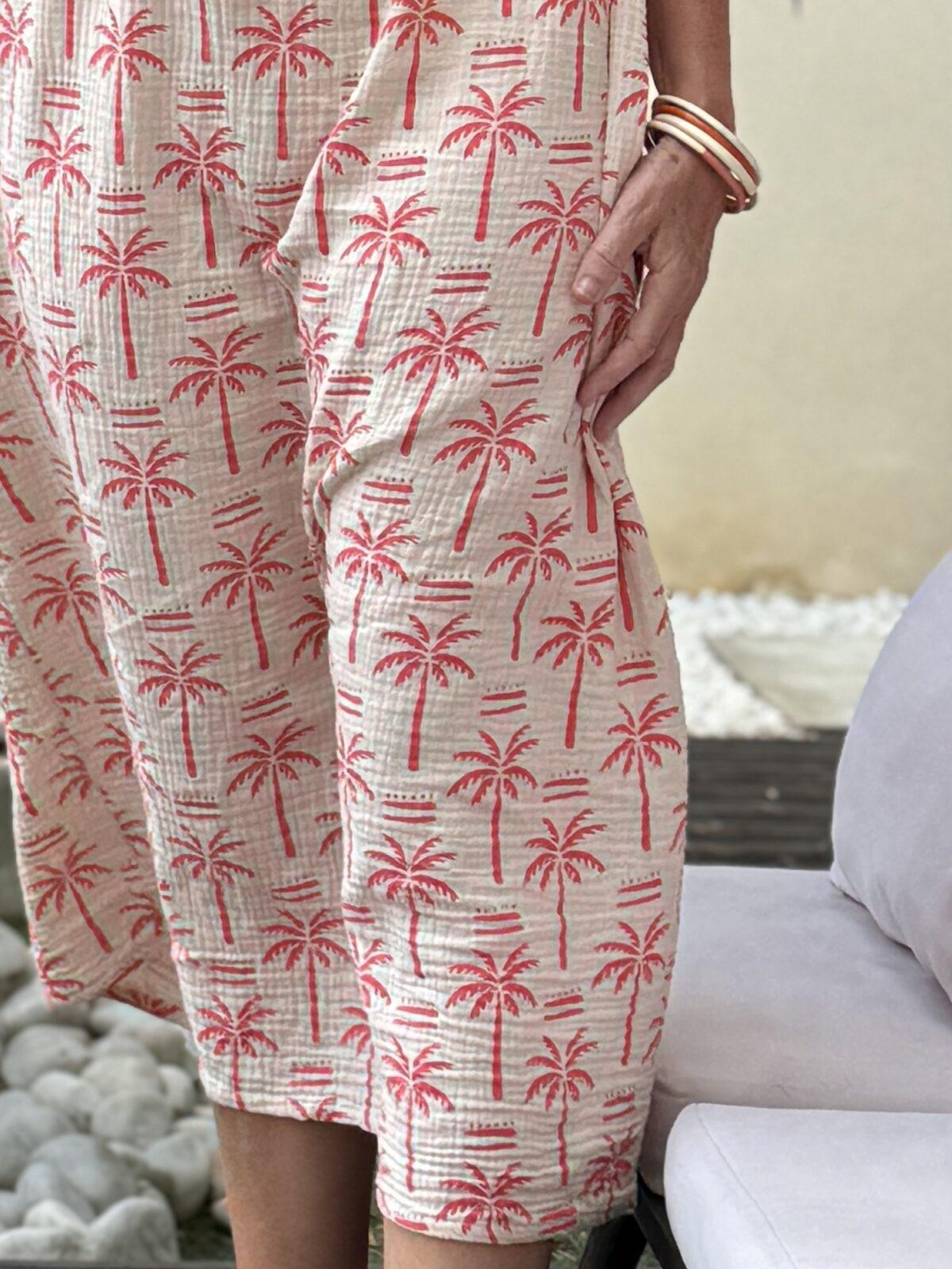 Robe longue palmier corail/sable TU – Image 4