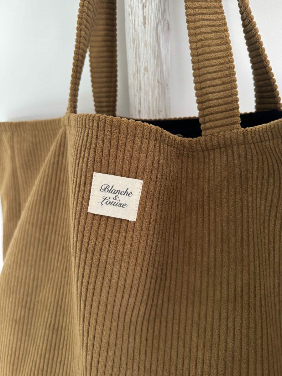 Cabas velours côtelé Camel – Image 4