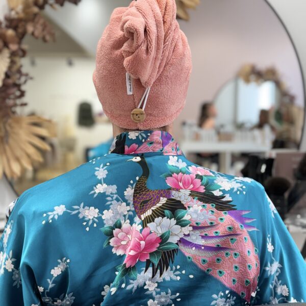 Serviette / turban pour cheveux éponge de bambou vieux rose
