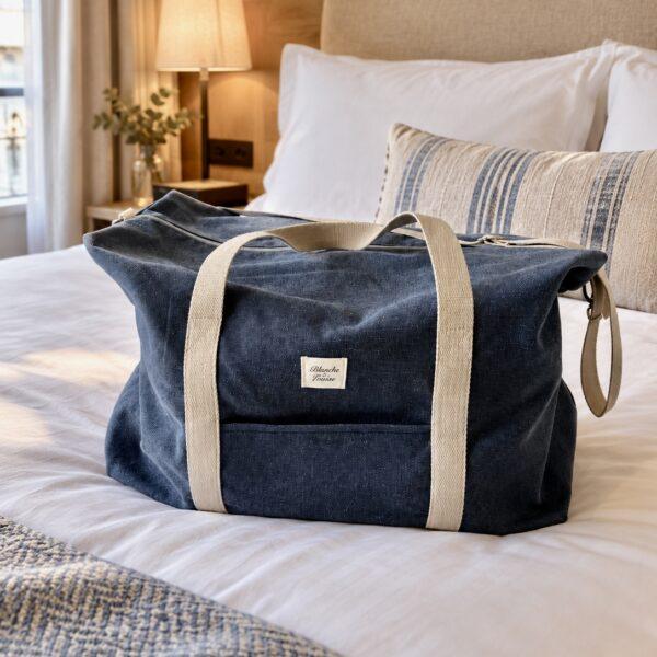 Sac week-end toile bleu